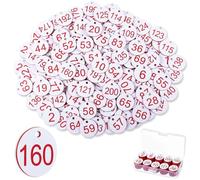 Tenare 1-200 Plastic Table Numbers with Hole Engraved Numbered Tags Waterproof Small ID Tags Discs Table Numbers for Outdoor Cafe Dormitory Restaurant Locker Hotel Gym Without Key Rings(White and Red)