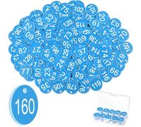 Tenare 1-200 Plastic Table Numbers with Hole Engraved Numbered Tags Waterproof Small ID Tags Discs Table Numbers for Outdoor Cafe Dormitory Restaurant Locker Hotel Gym Without Key Rings(Blue)