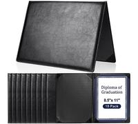 Tenare 10 Pcs Black Leather Certificate Holder 8.5 x 11" PU Phd Bachelor Master Diploma Cover Professional Award Folder for School Classroom Grad Official Competition Contest Charity Office