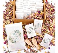 Tenare 100 Sets Wedding Confetti Bag Kit, Purple Rose Euryale | Includes 360g Natural Dried Flower Petals, Glassine Envelopes, Paper Confetti Bags, for Wedding Anniversary