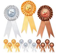 Tenare 12/24 Pcs Award Ribbon Rosette Set 1st 2nd 3rd Place