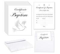 Tenare 12 Sets Baptism Certificates for Church Baby Certificate Paper Certificate of Baptism with Envelopes 5.28 x 6.69 Inches Baby Dedication Certificates Paper Baptismal Award Church Gifts