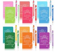 Tenare 12 Sets Employee Appreciation Gifts Bulk Include 12 Inspirational Notebooks Small Pocket Journal Notepads Set 12 Motivational Pens 2 in 1 Stylus Thank You Pens for Staff for Coworker Women Men