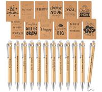 Tenare 12 Sets Inspirational Gifts Includes Pocket Motivational Notebook Wood Bamboo Ballpoint Pen Gifts for Christmas Students Coworker Office Teacher Volunteer(Inspiration)