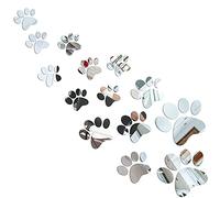 Tenare 14 Pcs Dog Paw Print Mirror Stickers Paw Prints Acrylic Mirror Wall Sticker Removable Dog Pup Wall Decors for Bathroom Living Room Bedroom Art Nursery Kids Children Home Decor-3 Sizes(Silver)