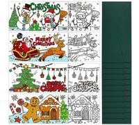 Tenare 16 Pack Colour Your Own Christmas Cards Xmas Colouring Greeting Cards Santa Snowman Xmas Tree Elk Card Making Kits for Children DIY Merry Christmas Cards with 16 Envelopes for Kids, 4 Styles