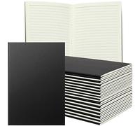 Tenare 16 Pcs Blank Cover A5 Lined Notebook 60 Pages/ 30 Sheets Notepads School Multipack Travel Journal Notebook for Student Diary Memo Office Supplies, 8.27 x 5.51''(Black)