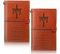 Tenare 2 Pcs Easter Christian Gifts for Women Men Bible Verse Leather Journals Religious Faith Catholic Gifts Inspirational Friend Birthday Christmas Journals(Praise God)