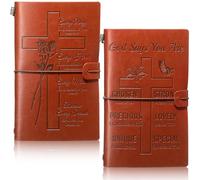 Tenare 2 Pcs Easter Christian Gifts for Women Men Bible Verse Leather Journals Religious Faith Catholic Gifts Inspirational Friend Birthday Christmas Journals(God Cares for You)