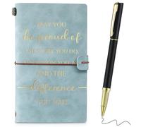 Tenare 2 Pcs Thank You Gift for Colleagues Women Teacher Leaving Gifts Employee Appreciation Inspirational Notebook Ballpoint Pen Leather Notepad A5 Award for Coworker Volunteer(Blue)