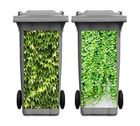 Tenare 2 Sheets Ivy Leaves Wheelie Bin Sticker Adhesive Ivy Leaf Dustbin Decorative Wall Stickers Large Green Leaves Decal for Fridge Bins Wall, Indoor Outdoor Decor,15 x 32.28 Inch