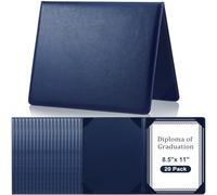 Tenare 20 Pcs Blue Leather Certificate Holder 8.5 x 11 Inch PU Colorful Phd Bachelor Master Diploma Cover Professional Award Folder for Official Graduation Competition Contest Charity