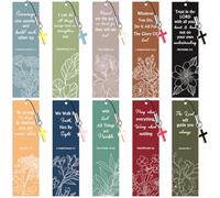 Tenare 20 Pieces Bible Verses Bookmark with Cross Pendants Christian Inspirational Scripture Book Marks Motivational Positive Page Marker for Church Supplies and Ministries (Vivid Style)