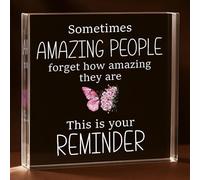 Tenare 2026 Thank You Gift, Sentimental Graduation Gift, Sometimes People Forget How Amazing They Are, Well Done You're Amazing Plaque for Women Men Friend Teacher Mentor(Pink Butterfly Style)