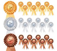 Tenare 24 Pcs Award Ribbon Rosette Set 1st-6th Place Recognition Award, Gold, Silver, Bronze Rosette Ribbon for School Sports Day, Competitions, Classroom Prize, Talent Performances (Classic)