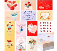 Tenare 24 Pcs Happy Mother's Day Cards Assorted Mothering Sunday Blank Greeting Cards Notecards Bulk Floral Small Note Card with Envelopes and Stickers for Mom Present Birthday, 4 x 6 Inch, 12 Designs