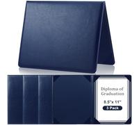Tenare 3 Pcs Blue Leather Certificate Holder 8.5 x 11 Inch PU Colorful Phd Bachelor Master Diploma Cover Professional Award Folder for Official Graduation Competition Contest Charity