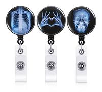 Tenare 3-Piece Xray Badge Reel Set: Retractable Radiology Technician Gifts (Skeleton, Skull, Chest Patterns) for Nurse Doctors Students Cards