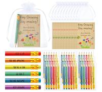 Tenare 30 Pack Teacher to Student Gifts Flower Seed Packets (No Seeds Included) and Rainbow Motivational Pencils End of Year School Leavers Gifts Bulk for School Party Bag Fillers