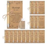 Tenare 30 Sets Lucky Pen Team Gifts with Card Organza Bag Thank You Ballpoint Pen Birthday Guest Gift Wooden Pen with Saying Lucky Charm Exam Ballpoint Farewell for Employees Colleagues