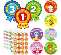Tenare 300 Pieces Sports Day Stickers Include 35 mm Animal and 50 x 40 mm 1st 2nd 3rd Rosettes Stickers
