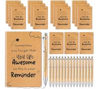 Tenare 32 Pcs Employee Appreciation Gifts Bulk Include 16 Kraft Inspirational Notebooks Small Pocket Journal Notepads and 16 Motivational Pens Ballpoint Pens for Women Teacher Coworker (Inspiration)