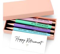Tenare 4 Pack Happy Retirement Gift Pen Set Black Ink Ballpoint Pens & Gift Box with Cards for Appreciation Inspirational Retirement Birthday Christmas Teacher Office Writing Gifts(Vibrant)