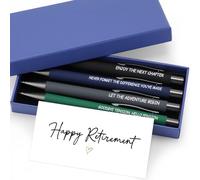 Tenare 4 Pack Happy Retirement Gift Pen Set Black Ink Ballpoint Pens & Gift Box with Cards for Appreciation Inspirational Retirement Birthday Christmas Teacher Office Writing Gifts(Morandi)