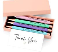 Tenare 4 Pack Thank You Gift Pen Set Black Ink Ballpoint Pens & Gift Box with Cards for Appreciation Inspirational Retirement Birthday Christmas Teacher Office Writing Gifts(Vibrant)