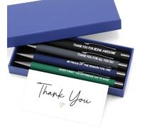 Tenare 4 Pack Thank You Gift Pen Set Black Ink Ballpoint Pens & Gift Box with Cards for Appreciation Inspirational Retirement Birthday Christmas Teacher Office Writing Gifts(Morandi)