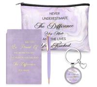 Tenare 4 Pcs Employee Appreciation Gift Set Purple Gifts Include Makeup Bag Journal Ballpoint Pen Inspirational Keychain for Coworkers Office School Party Favors, Purple