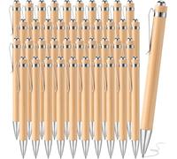Tenare 40 Pcs Bamboo Ballpoint Pens Retractable Ballpoint Pens 1.0 mm Black Ink Pens Smooth Writing Pens for Office School Gifts Birthday Graduation Gifts