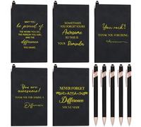 Tenare 5 Sets Inspirational Quote Gift Employee Appreciation Gift Set Includes Thank You A6 Notebooks Ballpoint Pens Pocket Notebook Journals for Teacher Coworker Colleague(Black)