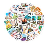 Tenare 50 Pcs Paris Stickers for Scrapbooking French Travel Stickers Waterproof for Scrapbook Suitcase Journal Water Bottle Laptop Luggage Guitar Skateboard Computer Bike
