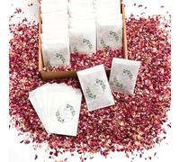Tenare 50 Sets Wedding Confetti Bags Kit for 45-50 Guests Includes 180g Natural Dried Flower Dried Rose Petals Glassine Envelopes Paper Confetti Bags with Pattern for Wedding Anniversary