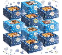 Tenare 60 Pcs Hanukkah Cookie Box with PVC Windows 6 x 6 x 3 Inch Bakery Box for Gift Giving Wrap Cases for Holiday Hanukkah Themed Party Supplies Macarons Muffins Donuts Pastry