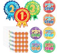 Tenare 600 Pieces Sports Day Stickers Include 35 mm Star and 50 x 40 mm 1st 2nd 3rd Rosettes Stickers(Word)