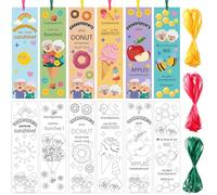 Tenare 72 Pcs Grandparents Day Coloring Bookmarks Happy Grand Parents DIY Blank Bookmark with Color Ribbon Home Reward Goodie Filler for Grandparents Day Party Gift Supplies