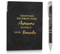 Tenare Appreciation Gift A5 Sheepskin Leather Journal and Pen Set Inspirational Notebook for Nurse Teacher Coworker Volunteer Graduation Gift Colleague Office(Black,Sometimes)