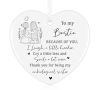 Tenare Bestie Leaving Gift Ceramic Heart Keepsake, Graduation Friendship Present for Women Going Away, Sentimental Thank You Hanging Ornament for Friend Sister