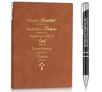 Tenare Christian Gift Leather Journals with Ballpoint Pen Bible Verse Prayer Journal Religious Inspirational Birthday Christmas Gifts for Men Women