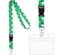 Tenare Daisy Lanyard with Card Protector Holder Daisy Neck Strap Flower Lanyard with Metal Clasp and Waterproof Transparent Card Protector Office Accessories (Green)
