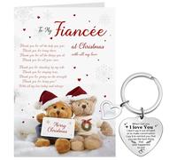 Tenare Fiancée Christmas Card Bear Gifts Fiancée Keyring from Fiancé When I Tell You I Love You Keychain Soulmate Greeting Card for Him White Envelope for Christmas(Fiancée)