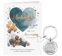 Tenare Husband Anniversary Card Gift Set with Engraved Keepsake Keyring and White Heart Envelope from Wife, Loved You Yesterday, Love You Still' Romantic Gifts for Him, Fiance Male