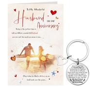 Tenare Husband Anniversary Card Gifts for Him Husband Keyring from Wife Never Forget That I Love You Keychain Soulmate Greeting Card for Him White Envelope for Anniversary