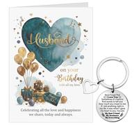 Tenare Husband Birthday Card Gift Set with Engraved Keepsake Keyring and White Heart Envelope from Wife, Loved You Yesterday, Love You Still' Romantic Gifts for Him, Fiance Male