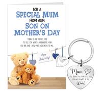 Tenare Mother's Day Card Mum Keyring from Son Mummy Greetings Card You'll Always Be My World Keychain Mummy Birthday Gifts for Christmas Thanksgiving Mother's Day