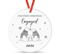 Tenare Our First Christmas Engaged Bauble Ceramic Engagement Gift Decor | Engagement Present Couples Polar Bears Design Ornament for Xmas Tree Engaged Couple Gift 1st Xmas 2026 Ornament Christmas