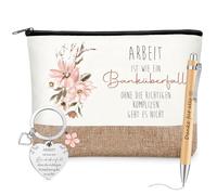 Tenare Pack of 3 Thank You Gifts Farewell for Colleague Employee Cosmetic Bag with Saying Danke für Alles Ballpoint Pen Keyring, As shown in the picture, WORK IS LIKE A Bank Robbery