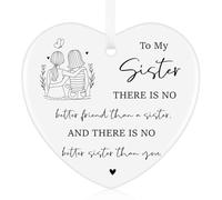 Tenare Sister Gifts for Women Heart Ceramic Keepsake Ornament, Meaningful Thank You Plaque Decoration, Thoughtful Birthday Present